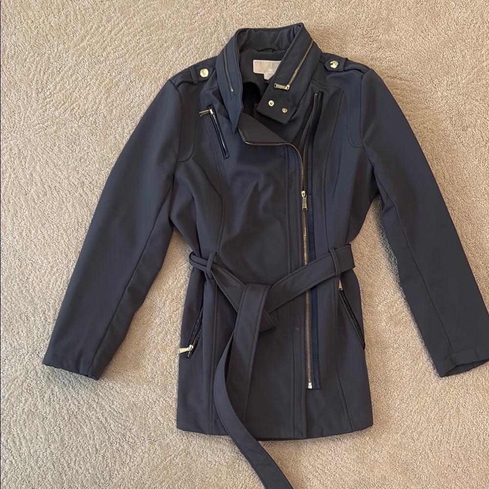 Michael Kors Olive Green Trench Coat with Belted Waist- L